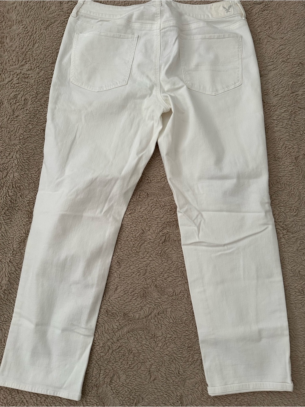 American Eagle Outfitters White Ripped Straight Leg Jeans size 12 - Picture 3 of 11